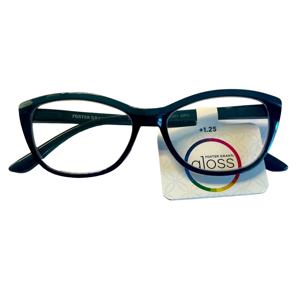 Foster Grant gloss reading glasses, 1.25 blue teal color.